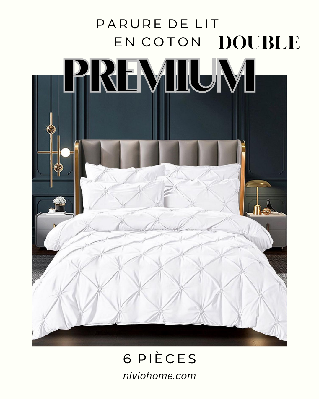 Linge de lit double en coton premium