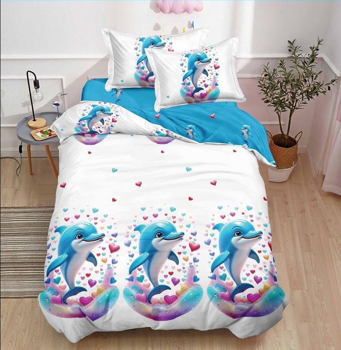 Parure de lit, en coton, 4 pièces, lit single, multicolore, pour enfants